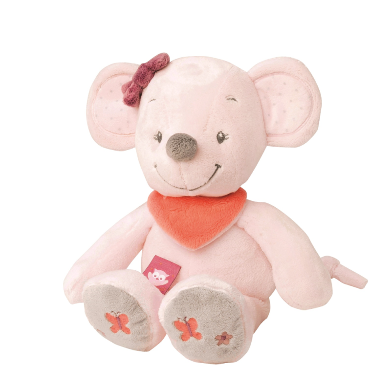  adèle et valentine peluche souris rose gris orange 28 cm 